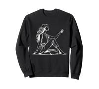 Yoga Woman Line Art Minimaliste Zen Meditation Design Sweatshirt