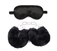 Yoga Workout Set de 2 - Masque pour les yeux en satin - Masque pour les yeux confortable et doux, bracelet en peluche réglable Set de 2 (Noir)