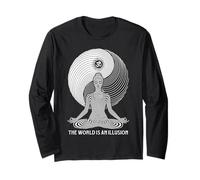 Yoga World Illusion Yin Yang Zen Girl Méditation Femme Amusante Manche Longue