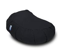Yogan Coussin de yoga en forme de croissant de sarrasin | Coton bio | Housse amovible et lavable (noir de jais)