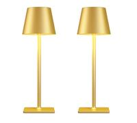 Yogaret Lot de 2 lampes de table rechargeables dorées sans fil avec batterie de 6000 mAh, lampe sans fil pour restaurant, maison, dîner, cuisine, extérieur, terrasse, étanche et portable