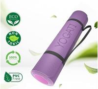 YOGATI Tapis de yoga, antidérapant, non toxique avec sangle Tapis de yoga avec lignes d'alignement Tapis de yoga idéal pour une utilisation comme tapis de gymnastique, tapis de sport,