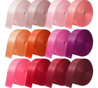 YOGHAVRS Lot de 12 rouleaux de sangle en nylon robuste de 2,5 cm et 3,8 cm pour pelouse, chaise, sac à dos, colliers d'escalade, laisse d'animal domestique, bricolage, réparation d'équipement