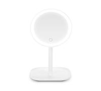 YOGHI - Beauty Stand - Miroir Grossissant LED Tactile - 10x - 16 Cm - Intensité Réglable - Base De Rangement Intégrée