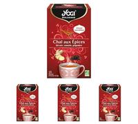 YOGI Biologique Chaï aux Épices, Infusion 100 pourcent Bio au Thé Noir, Cannelle et Gingembre, 15 sachets thermosoudés et sans agrafe, 30 g, 310016 (Lot de 4)
