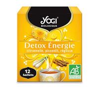 Yogi Biologique Détox Énergie, Infusion 100% Bio Citronnelle, Pissenlit et Réglisse, 12 Sachets thermosoudés et sans agrafe, 21.6 g, 310211