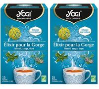 Yogi Biologique Elixir pour la Gorge, Infusion 100% Bio Fenouil, Sauge et Thym, 15 Sachets thermosoudés et sans agrafe, 21.6 g, 311316 (Lot de 2)