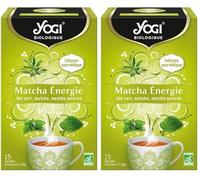 YOGI Biologique Matcha Énergie, Thé Vert 100 pourcent Bio Matcha et Menthe Poivrée, 15 Sachets thermosoudés et sans agrafe, 21.6 g, 310916 (Lot de 2)