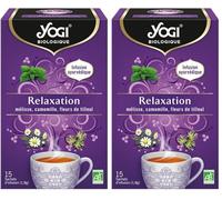Yogi Biologique Relaxation, Infusion 100% Bio Mélisse, Camomille et Fleurs de Tilleul, 15 Sachets thermosoudés et sans agrafe, 21.6 g, 310816 (Lot de 2)