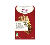YOGI - Chaï Classic Bio - Infusion Épicée Naturellement Sans Caféine - Mélange de Cannelle, Cardamome & Gingembre - 17 Sachets
