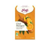 YOGI - Chaï Mangue Bio - Infusion Épicé Avec Caféine - Mélange de Mangue, Orange & Cannelle - 17 Sachets