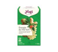 YOGI - Énergie du Thé Vert Bio - Infusion Relaxante Avec Caféine - Mélange de Guarana, Gingembre & Fleur de Sureau - 17 Sachets
