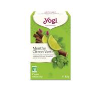 YOGI - Menthe Citron Vert Bio - Infusion Revigorante Sans Caféine - Mélange de Citron Vert, Réglisse & Menthe Poivrée - 17 Sachets