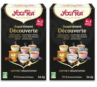 YOGI TEA - Assortiment Découverte - Coffret Dégustation 6 Variétés : Chai Classic, Gingembre Citron, Chaï Curcuma, Équilibre Féminin, Détox & Bonne Nuit - Infusions Bio & Bien-Être - 18 Sachets