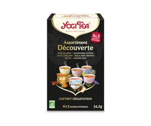 YOGI TEA - Assortiment Découverte - Coffret Dégustation 6 Variétés : Chai Classic, Gingembre Citron, Chaï Curcuma, Équilibre Féminin, Détox & Bonne Nuit - Infusions Bio & Bien-Être - 18 Sachets