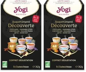YOGI TEA - Assortiment Découverte - Coffret Dégustation 6 Variétés : Chai Classic, Gingembre Citron, Chaï Curcuma, Équilibre Féminin, Détox & Bonne Nuit - Infusions Bio & Bien-Être - 18 Sachets