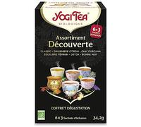 YOGI TEA - Assortiment Découverte - Coffret Dégustation 6 Variétés : Classic, Gingembre Citron, Chaï Curcuma, Équilibre Féminin, Détox & Bonne Nuit - Infusions Bio & Bien-Être - 18 Sachets