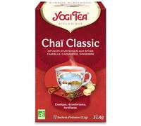 YOGI TEA - Chaï Classic Bio - Infusion Épicée Bio Naturellement Sans Caféine - Mélange de Cannelle, Cardamome & Gingembre - 17 Sachets