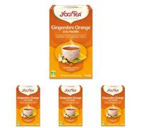 YOGI TEA Gingembre Orange à la Vanille Bio - Infusion Sans Caféine - Gingembre Piquant, Zestes d’Orange & Vanille Gourmande - Saveur Agrumes Épicée - 17 Sachets d’Infusion Bio (Lot de 4)