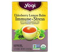 Yogi Tea, Immunité + Stress, Sureau Mélisse, Sans Caféine, 16 Sachets de Thé, 1,12 oz (32 g)