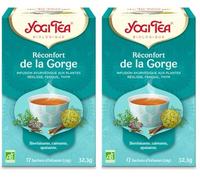 YOGI TEA - Réconfort de la Gorge Bio - Infusion Bien-Être Sans Caféine à la Réglisse, Fenouil & Thym - 17 Sachets (Lot de 2)
