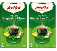 YOGI TEA Thé Vert Gingembre Citron Bio - Infusion Revigorante au Thé Vert & Gingembre - Agrumes & Menthe Poivrée - Tonus, Vitalité & Bien-Être - 17 Sachets Bio (Lot de 2)