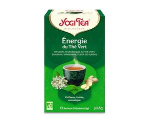 YOGI TEA - Thé Vert Matcha Citron Bio - Infusion Ayurvédique avec Caféine - Mélange de Thé Vert, Matcha, Citronnelle & Citron - Tonus, Concentration & Vitalité - 17 Sachets