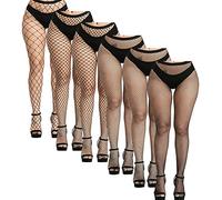 YOGINGO 6 Paires Femme Collants Taille Haute Filets de Pêche Bas Résille Cuisse Haut Bas Collants Fishnets Tights