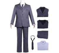 YOGLY Déguisement Gomez Homme Cosplay Mercredi 2 Papa Gomez Complet Rayures Uniforme Set pour Carnaval Halloween Party Masquerade Costume