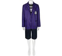 YOGLY Déguisement Pugsley Garçon Cosplay Mercredi 2 Pugsley Nevermore Academy Rayures Uniforme Scolaire Set pour Carnaval Halloween Party Masquerade Costume