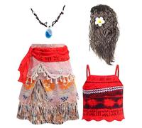 YOGLY Fille Vaiana Deguisement de Princesse Costume avec Accessoires Perruque Enfants Robe de Princesse Vaiana Noël Partie Anniversaire Fête Halloween Carnaval Cosplay Costume de Princesse13