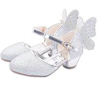 YOGLY Sandales Ceremonie Fille, Chaussure à Talon Enfant Ballerine Princesse avec Ailes Paillettes comme Une Angle