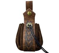 YOGOTEU Sac de ceinture vintage portable médiéval avec cordon de serrage, sac à dés, sac en cuir, porte-monnaie médiéval en cuir PU, sac à cordon
