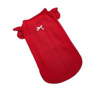 YOGOTEU Tenue de Printemps Gilet pour Chien avec Nœud Papillon pour Petit Chien Pyjama Bichon Pull Tenue Respirant Bi-Jambe Rouge