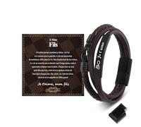 YOGRASS Bracelet à Mon Fils, Bracelet Ado Garcon, Bracelet Garcon, Cadeau 18 Ans Garcon, Cadeau Adolescent Garçon, Bracelet pour Mon Fils Avec Gravure Je T'aime, Bracelet Fils de Maman Papa