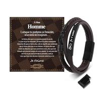 YOGRASS Bracelet Cuir pour Homme - Cadeau Saint Valentin, Anniversaire ou Noël pour Fiancé, Petit Ami ou Mari