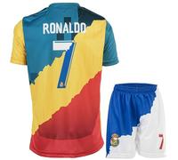 YOHA Madrid Manchester NASSR Trio Édition Spéciale Vintage #7 Maillot de Football et Short pour Enfants Set Cadeau Tailles Jeunesse (Mixte,164)