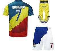 YOHA Ronaldo Madrid Manchester Al NASSR #7 Maillot de Football et Short pour Enfants Set Cadeau Tailles Jeunesse (Mélanger,24)