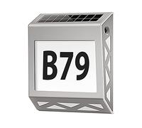 YOHAYO Numéro de maison lumineux solaire 8 LED avec interrupteur crépusculaire en acier inoxydable 3 modes d'éclairage IP54 étanche extérieur avec numéros 0-9 et lettres A-Z