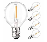 Yohencin Ampoules LED G40, édition E12, 3 V, basse tension, 4 ampoules blanc chaud, 2700 K, ampoules en verre transparent de rechange pour guirlande lumineuse solaire d'extérieur G40 étanche (LED)