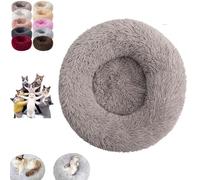 YOHFRFGX Furry Cat Donut, Furry Donut Cat, Cat Donut Bed, Washable Anti-Anxiety Donut Dog Cuddler Bed, Non-Slip Bottom Winter Pet Plush Bed, Round Cat Bed Pet Mattress Warm Comfortable (S,Beige)