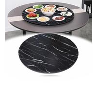YOHIEE Table À Manger Plateau de Service Rotative, 60 70 80cm Plateau Rotatif En Bois Rond, Grand Lazy Susan Plateau Tournante 360° Rotation, Silencieux(Black Marble,80CM(32INCH))