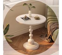 YOHIEE Table d'appoint vintage ronde en métal avec plateau, table basse minimaliste, table de salon, table de chevet, montage facile (blanc petit)
