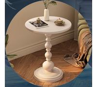 YOHIEE Table d'appoint vintage ronde en métal avec plateau, table basse minimaliste, table de salon, table de chevet, montage facile (blanc, L)