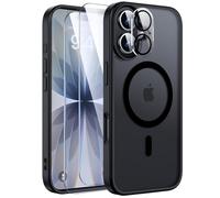 Yohii 4 en 1 Magnétique Coque pour iPhone 17 avec 2 Verre Trempé 1 Caméra Protecteur, Compatible avec Mag-Safe Etui Translucide Mat Arrière Housse Fine Antichoc Anti-Rayures Case, Noir