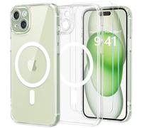 Yohii Coque Magnétique pour iPhone 15 avec 2 Verre Trempé, [Protection Caméra] Compatible avec MagSafe, Protection Militaire Étui Hybrid Antichoc Dos Anti-Rayures Housse, Transparente