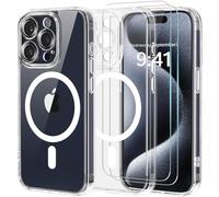 Yohii Coque Magnétique pour iPhone 15 Pro avec 2 Verre Trempé, [Protection Caméra] Compatible avec MagSafe, Protection Militaire Étui Hybrid Antichoc Dos Anti-Rayures Housse, Transparente