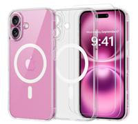Yohii Coque Magnétique pour iPhone 16 avec 2 Verre Trempé, [Protection Caméra] Compatible avec MagSafe, Protection Militaire Étui Hybrid Antichoc Dos Anti-Rayures Housse, Transparente
