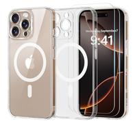 Yohii Coque Magnétique pour iPhone 16 Pro avec 2 Verre Trempé, [Protection Caméra] Compatible avec MagSafe, Protection Militaire Étui Hybrid Antichoc Dos Anti-Rayures Housse, Transparente