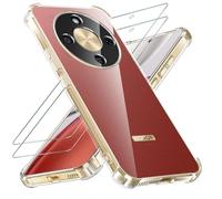 Yohii Coque Transparent TPU pour Honor Magic 8 Lite 5G Aver 2 Pièces Verre Trempé, [Protection de la caméra] Soft Anti Jaunissement Absorption de Choc et Scratch Étui, Transparent